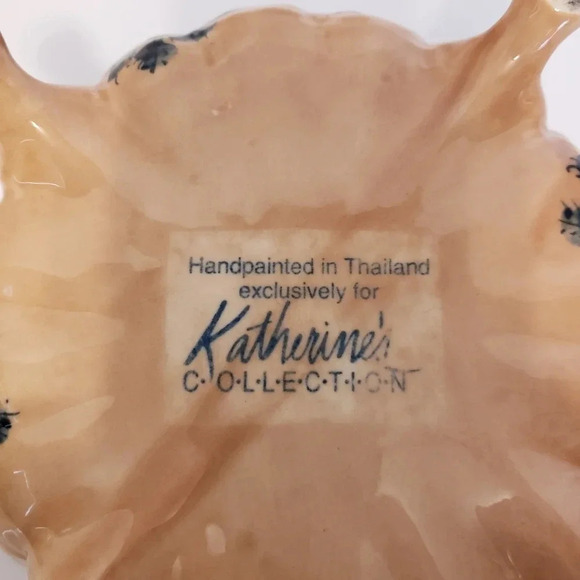 Vintage Katherine's Collection Handpainted Footed Blue Floral Candy Dish. - Picture 3 of 6